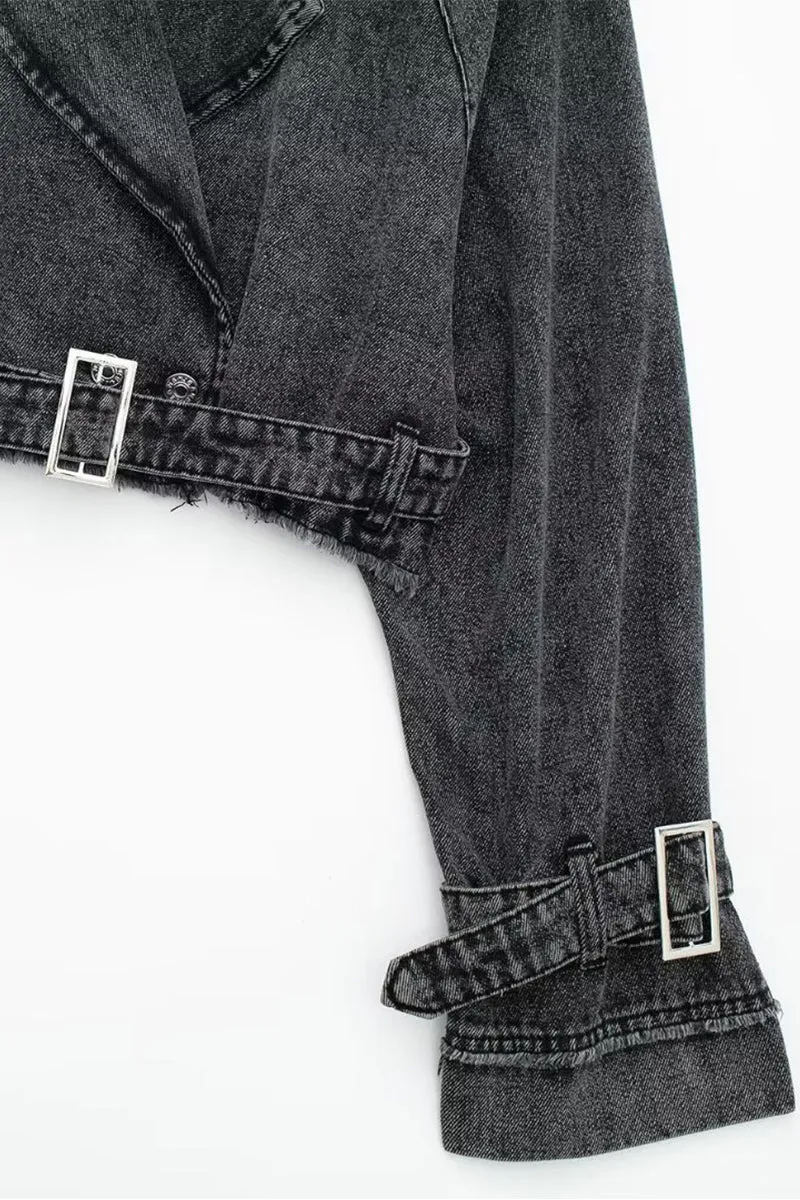 HCS1117 Rebel Rider Cropped Denim Jacket
